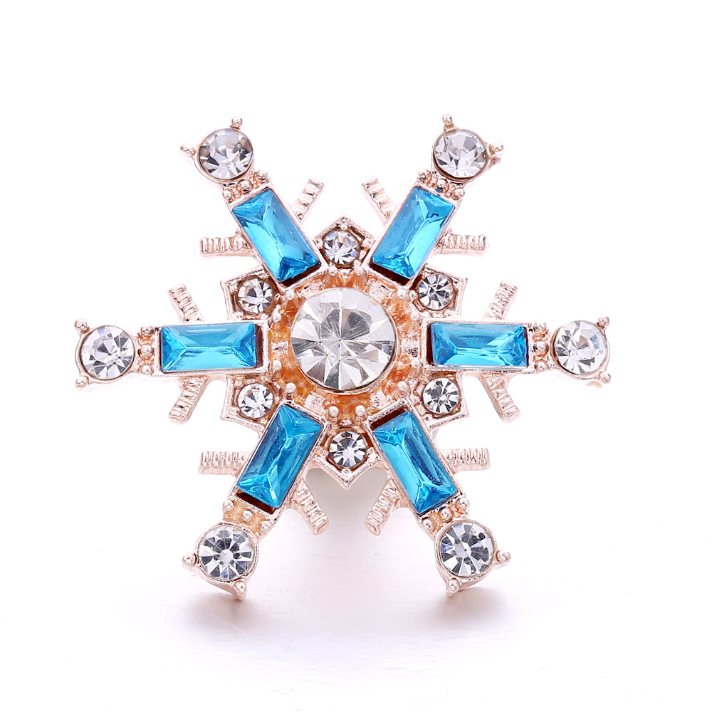 18mm Ocean Blue Snap Button Charm | Interchangeable Rhinestone Charm