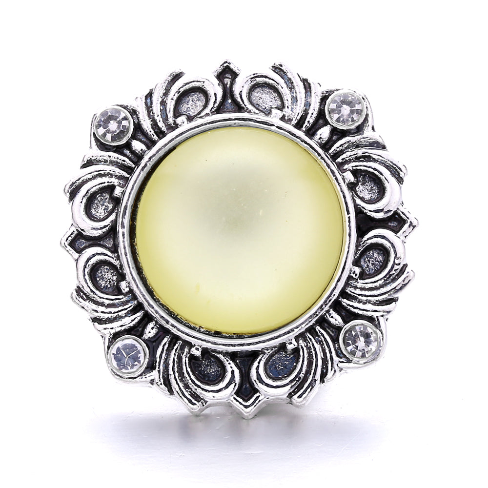 18mm Yellow Crystal Snap Charm | Interchangeable Rhinestone Charm for Bracelet & Necklace