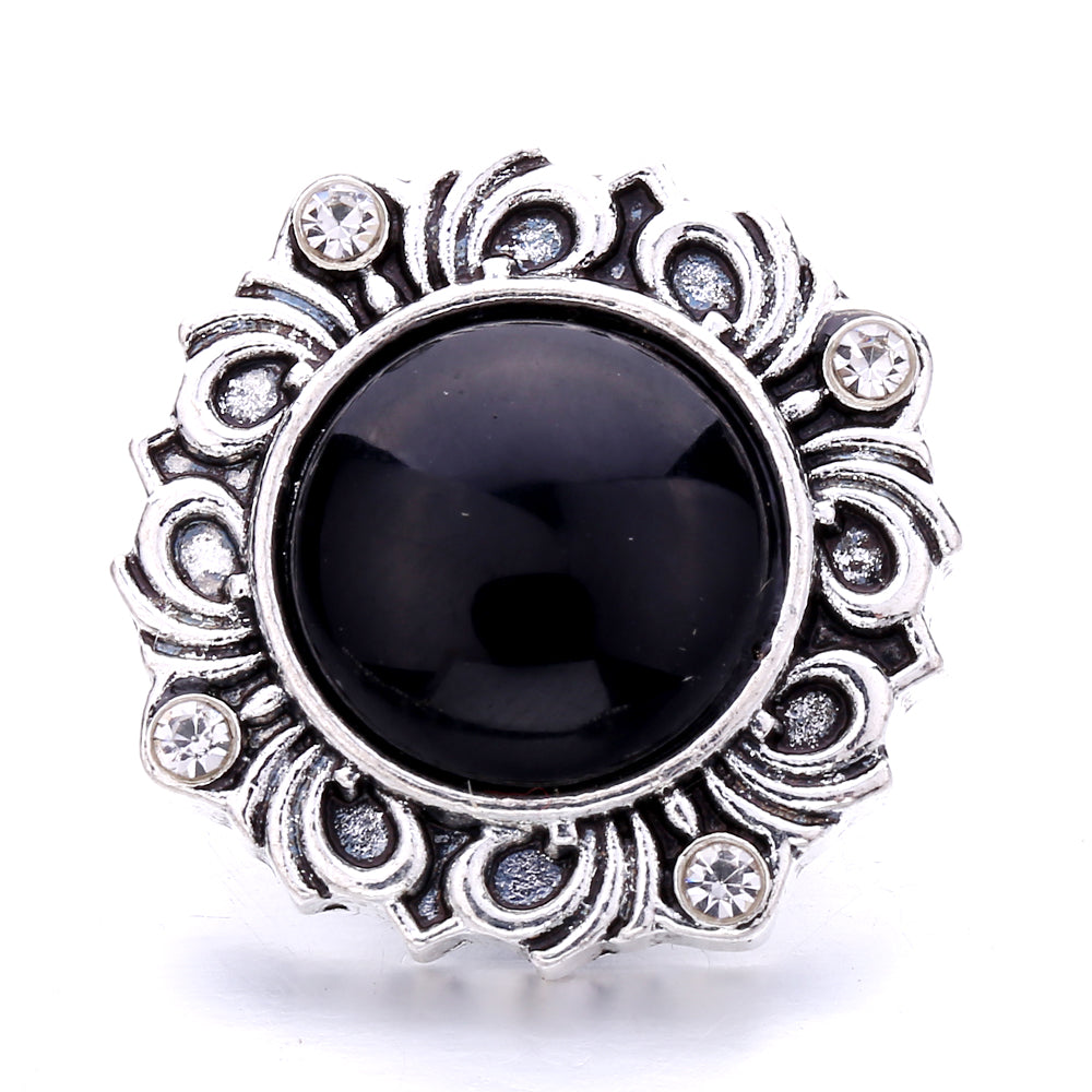 Black Rhinestone Snap Button Charms for DIY Jewelry
