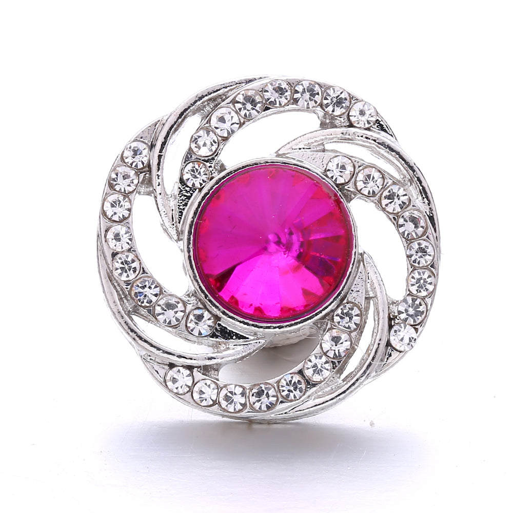 18mm Pink Rhinestone Snap Charm | Interchangeable Crystal Jewelry Charm