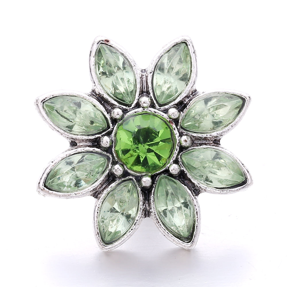 18mm Green Rhinestone Snap Charms | Nature-Inspired Interchangeable Jewelry Charms