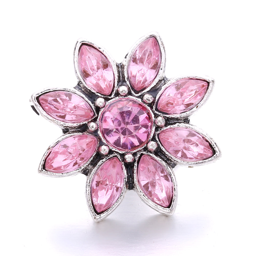Pink Rhinestone 18mm Snap Charms | Sparkling Interchangeable Jewelry