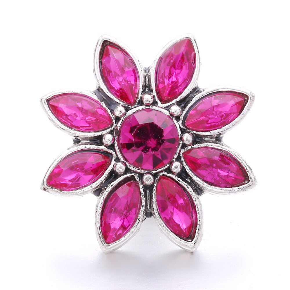 18mm Pink Rhinestone Snap Charm | Interchangeable Crystal Jewelry Charm