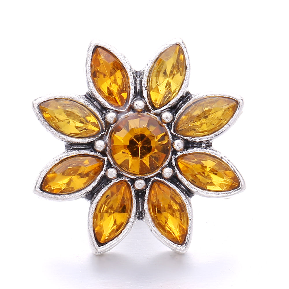 18mm Yellow Crystal Snap Charm | Interchangeable Rhinestone Charm for Bracelet & Necklace