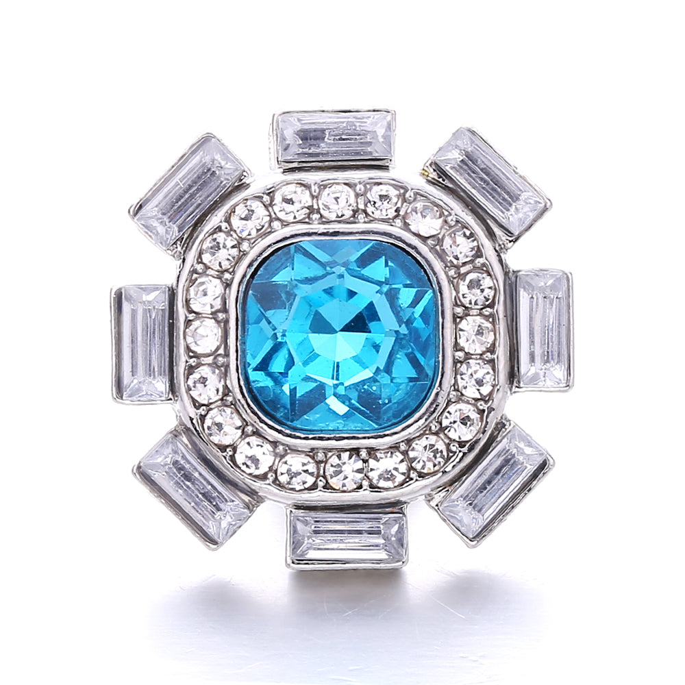 18mm Ocean Blue Snap Button Charm | Interchangeable Rhinestone Charm