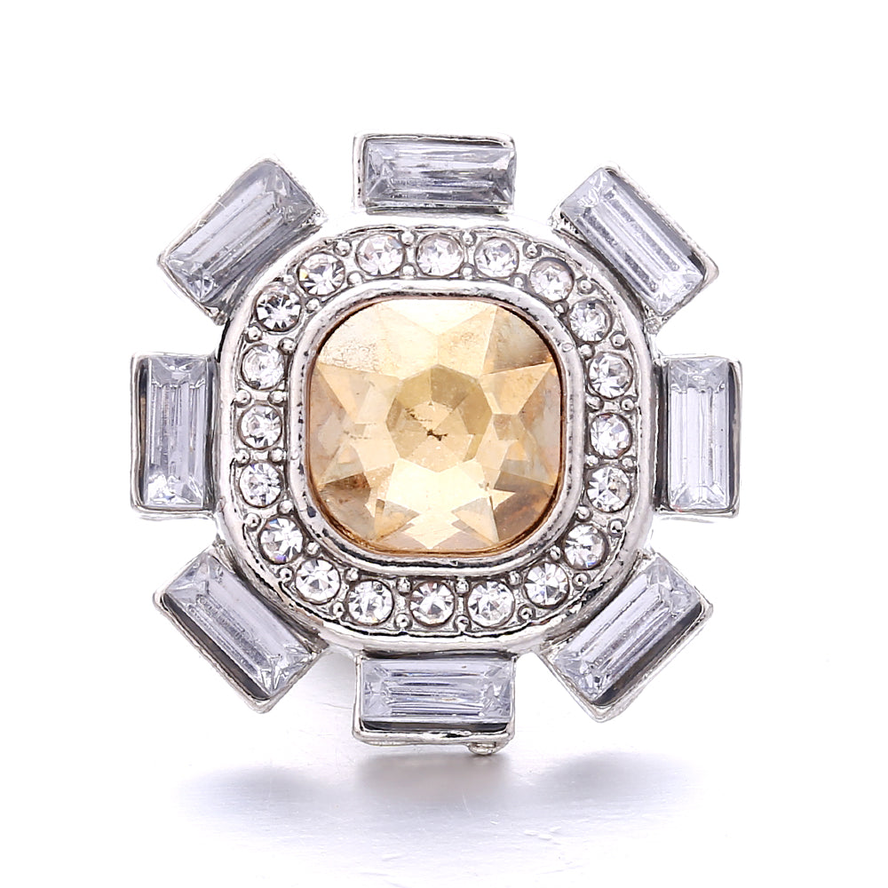 18mm Yellow Crystal Snap Charm | Interchangeable Rhinestone Charm for Bracelet & Necklace