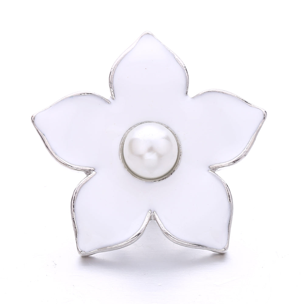 Interchangeable 18mm Pearl Snap Charms with Floral Rhinestone Designs