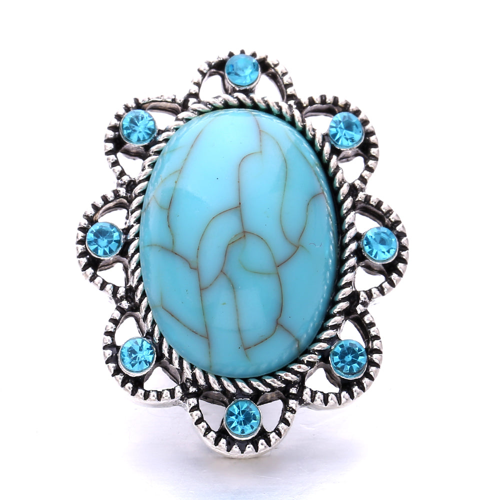 Turquoise Snap Button Charm 18mm Zinc Alloy Interchangeable Charms