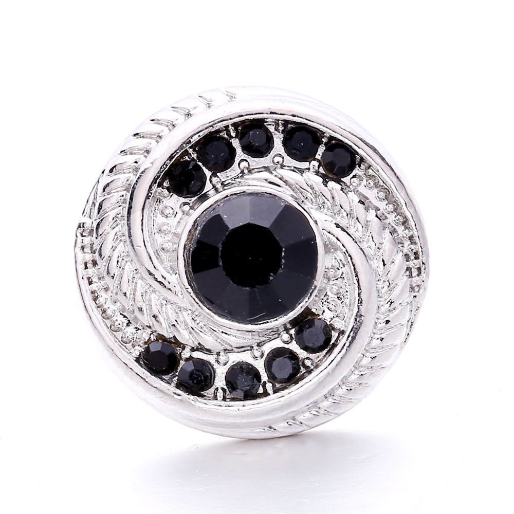 Black Rhinestone Snap Button Charms for DIY Jewelry