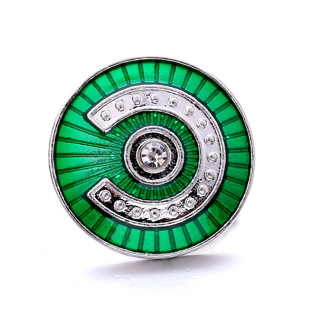 18mm Green Rhinestone Snap Charms | Nature-Inspired Interchangeable Jewelry Charms