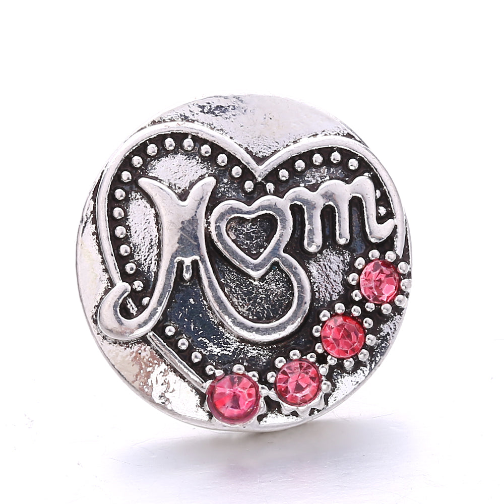 18mm Pink Rhinestone Snap Charm | Interchangeable Crystal Jewelry Charm