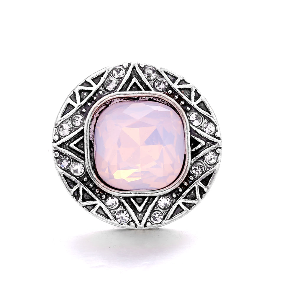 Pink Rhinestone 18mm Snap Charms | Sparkling Interchangeable Jewelry