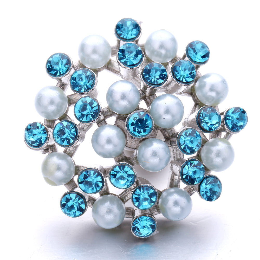 18mm Ocean Blue Snap Button Charm | Interchangeable Rhinestone Charm