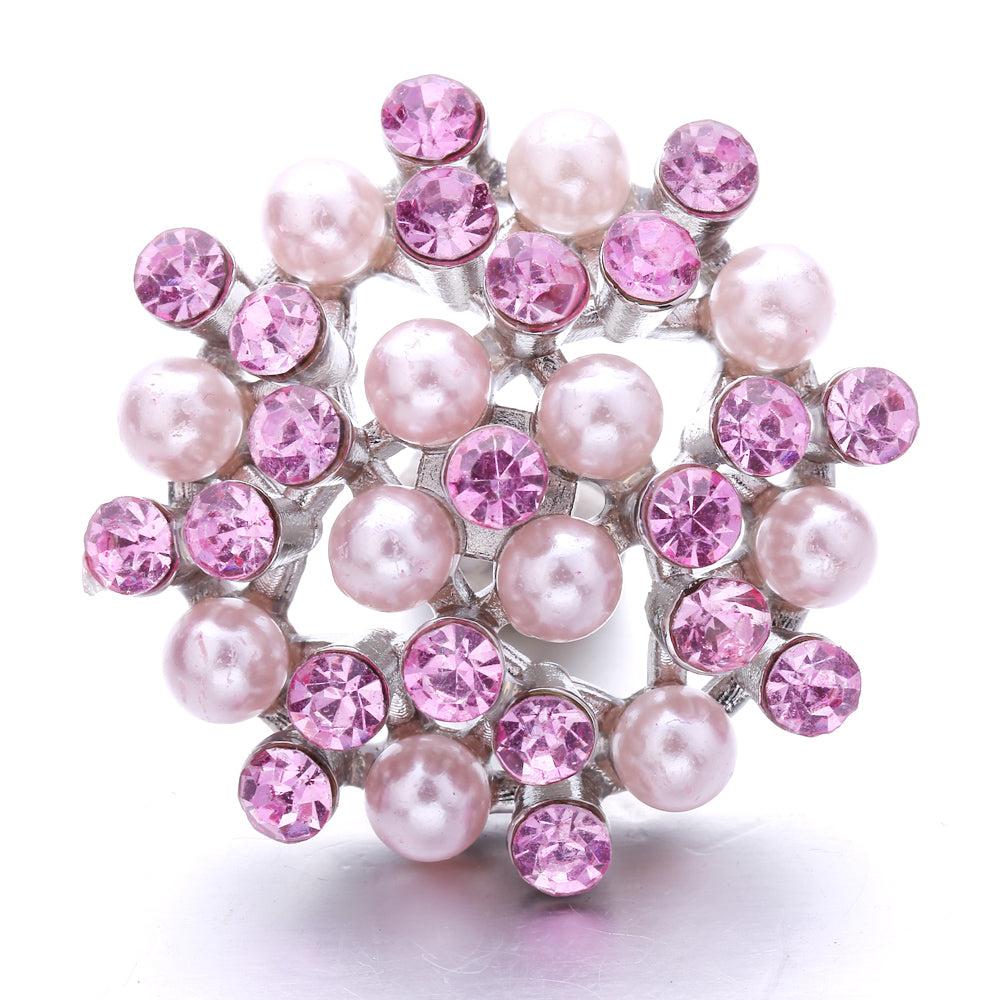 Pink Rhinestone 18mm Snap Charms | Sparkling Interchangeable Jewelry