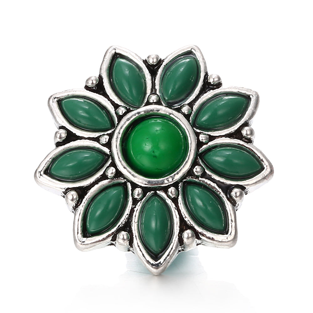 18mm Green Rhinestone Snap Charms | Nature-Inspired Interchangeable Jewelry Charms