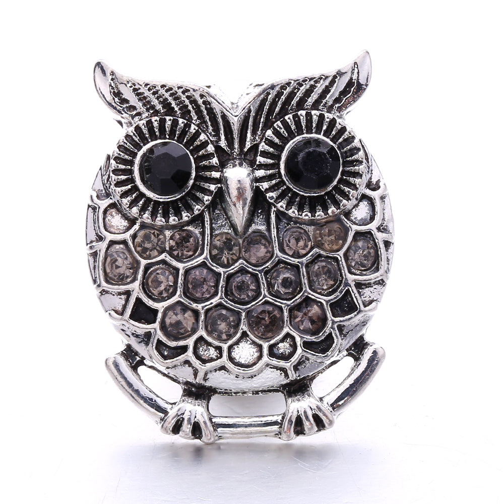 Black Rhinestone Snap Button Charms for DIY Jewelry