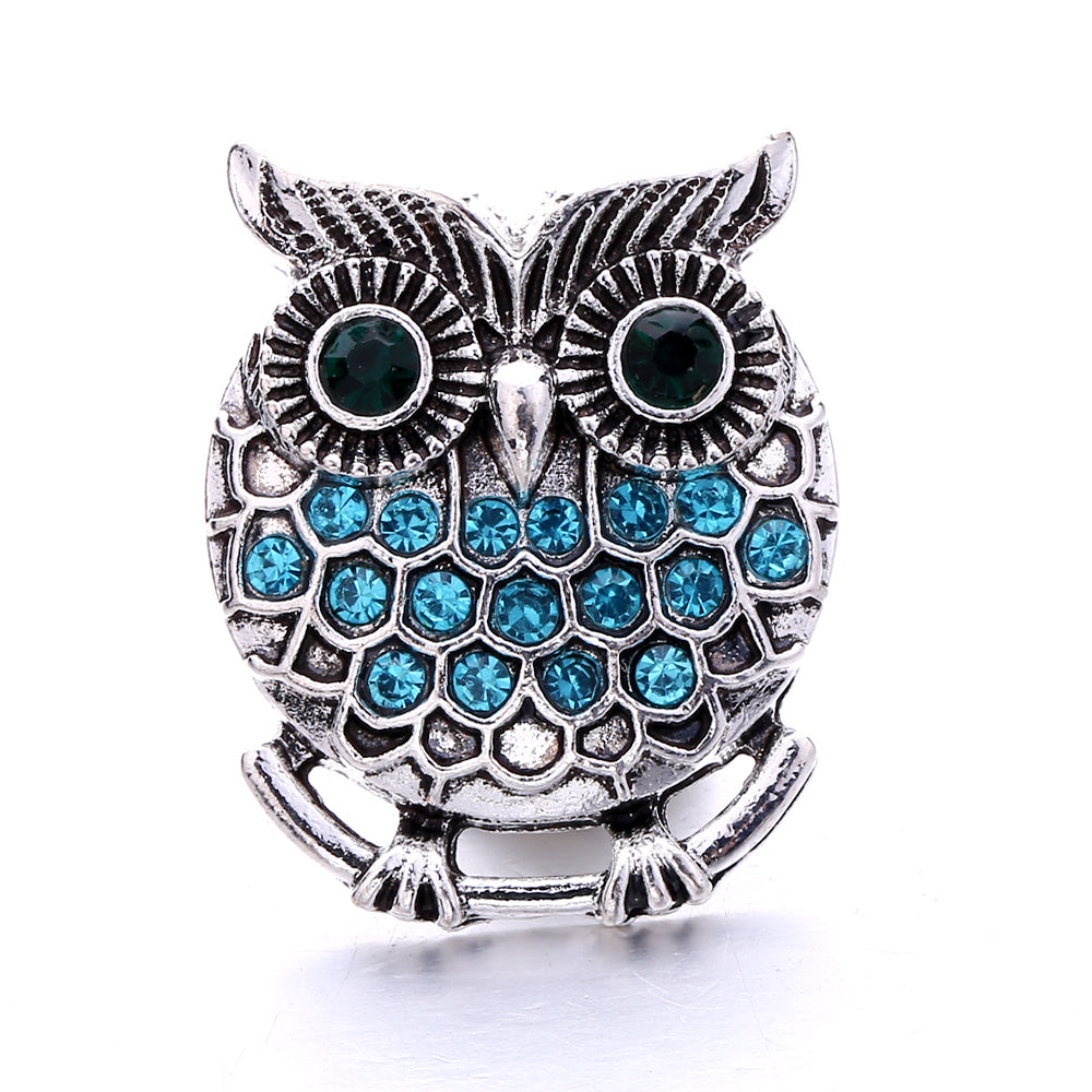 18mm Ocean Blue Snap Button Charm | Interchangeable Rhinestone Charm