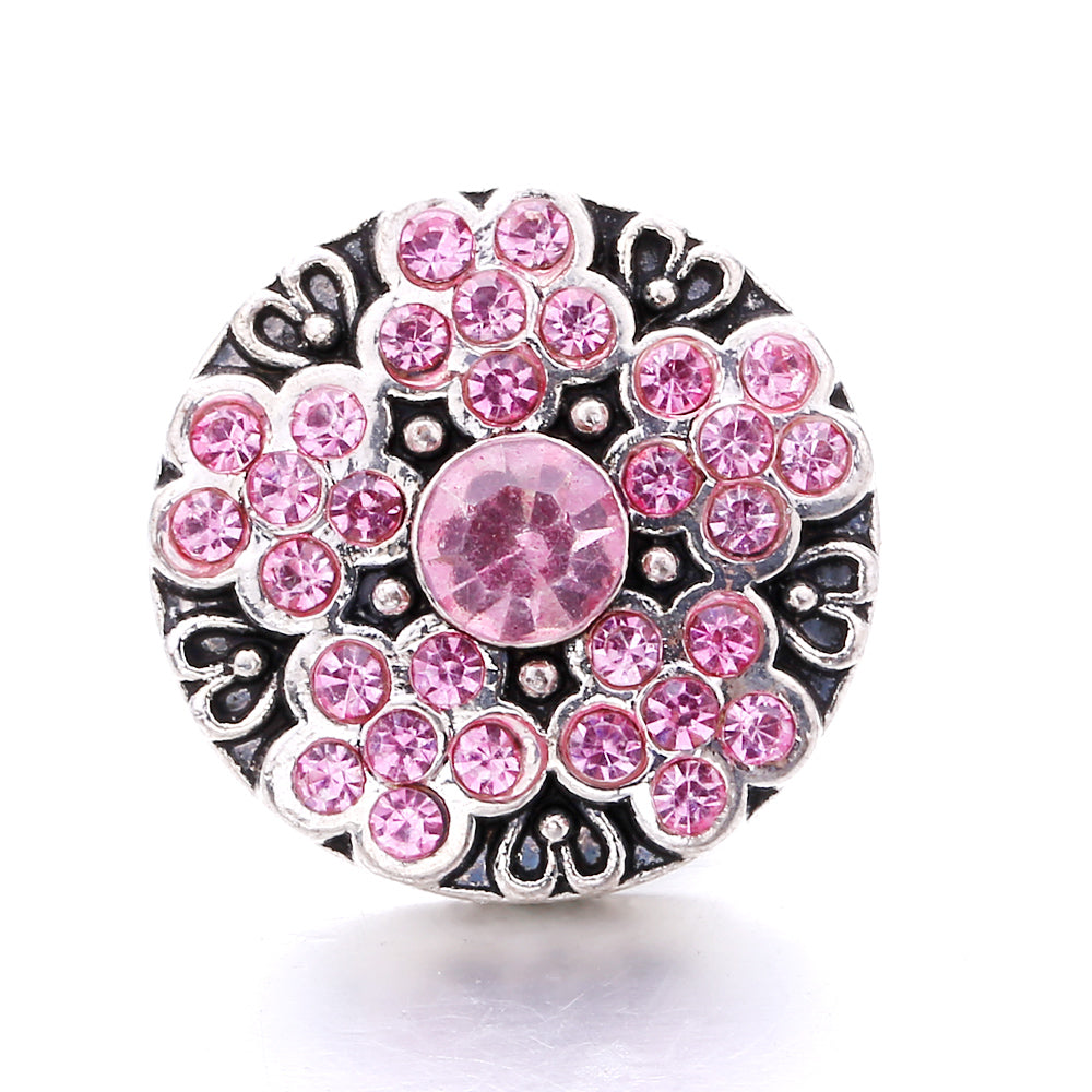 Pink Rhinestone 18mm Snap Charms | Sparkling Interchangeable Jewelry