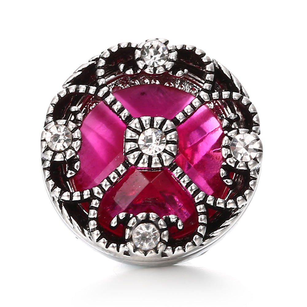 18mm Pink Rhinestone Snap Charm | Interchangeable Crystal Jewelry Charm