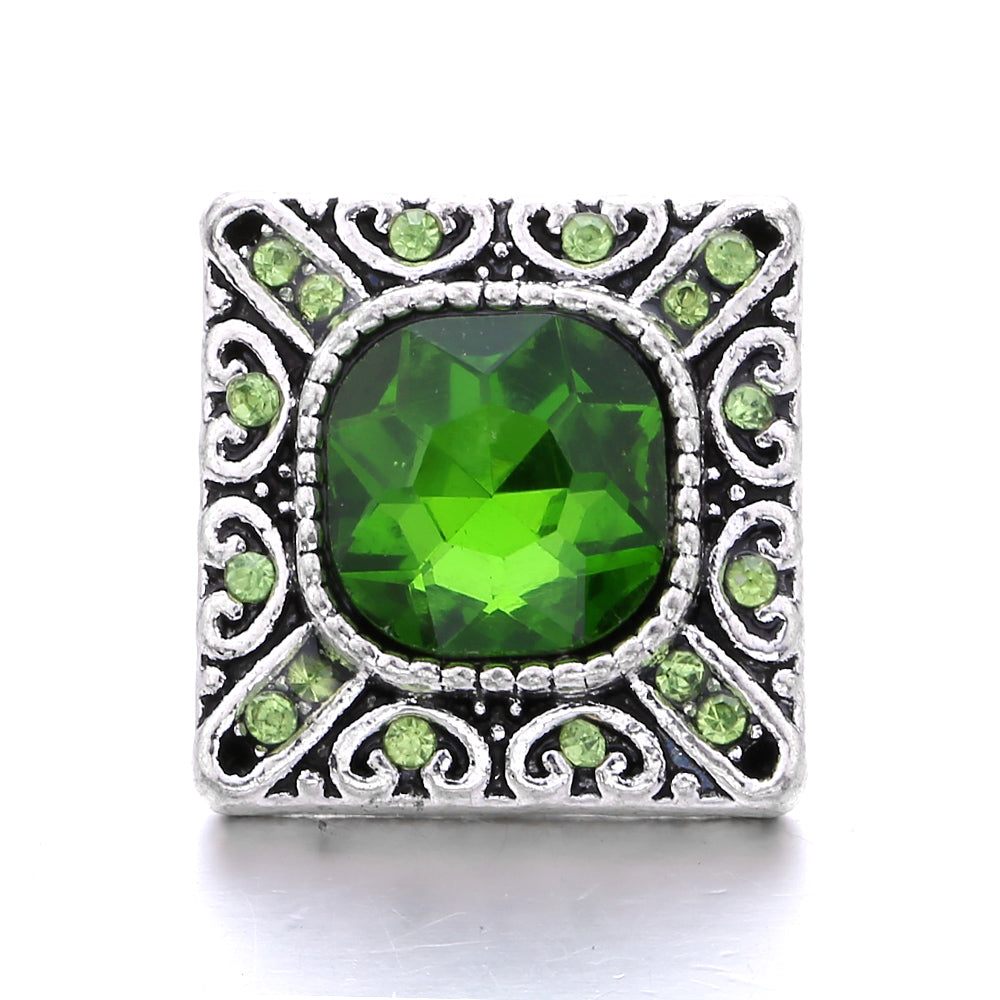 18mm Green Rhinestone Snap Charms | Nature-Inspired Interchangeable Jewelry Charms