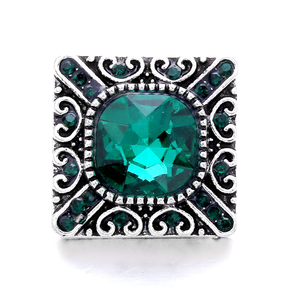 18mm Green Rhinestone Snap Charms | Nature-Inspired Interchangeable Jewelry Charms