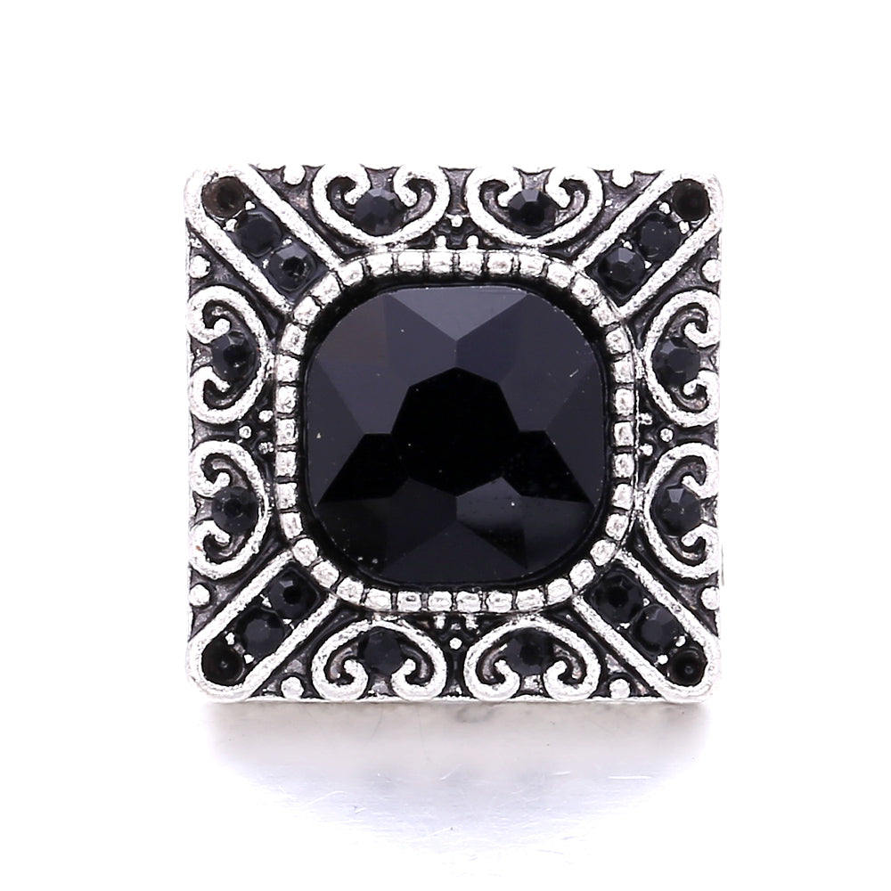 Black Rhinestone Snap Button Charms for DIY Jewelry