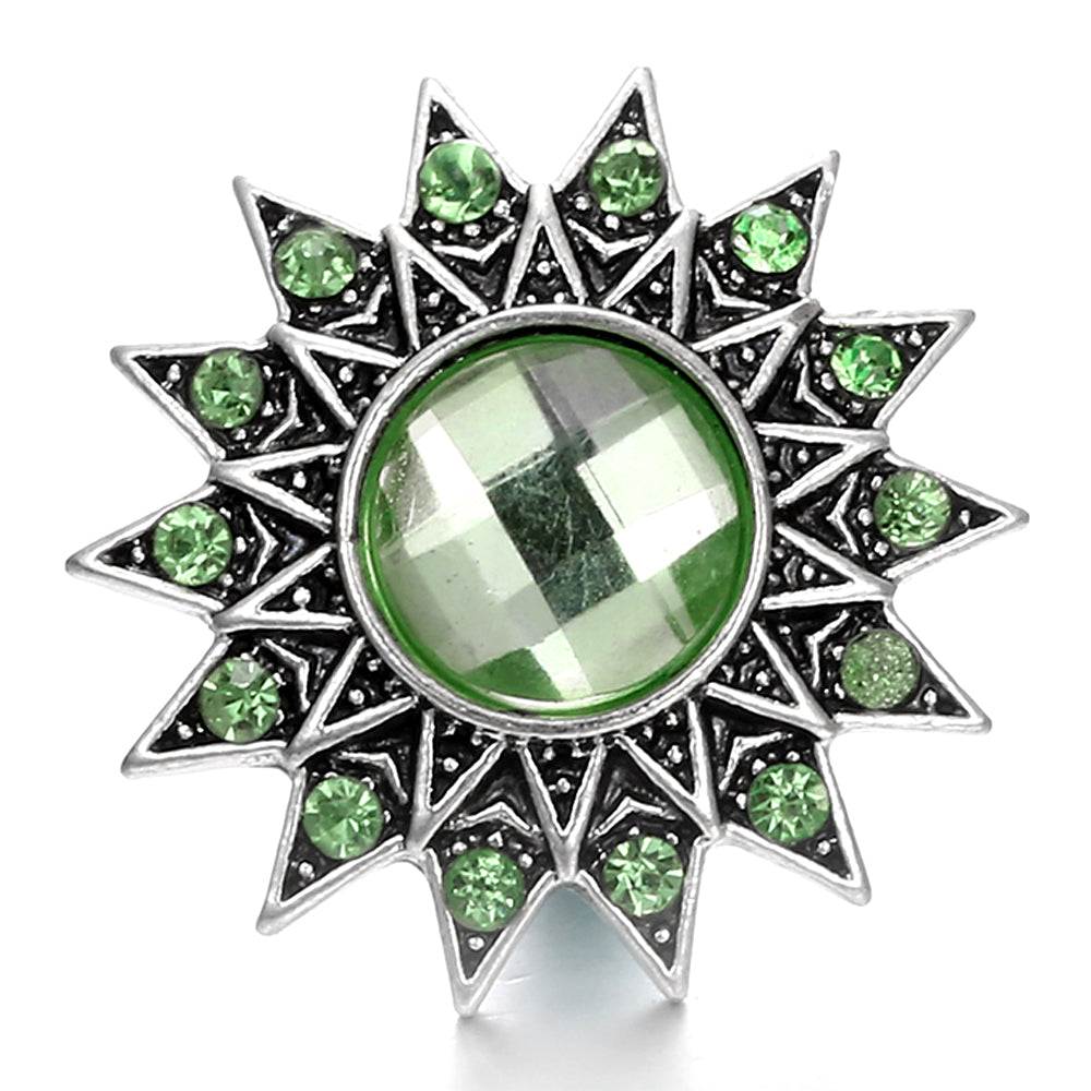 18mm Green Rhinestone Snap Charms | Nature-Inspired Interchangeable Jewelry Charms