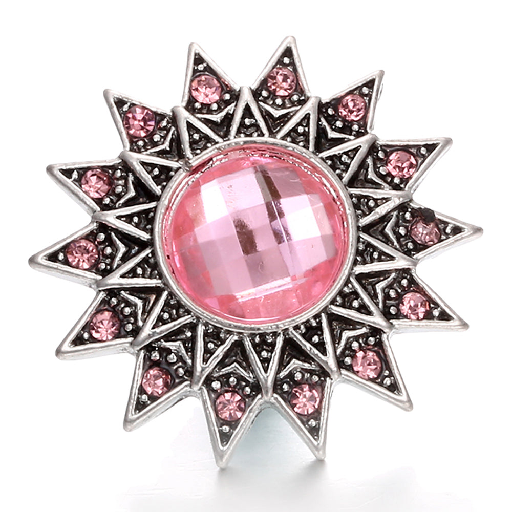Pink Rhinestone 18mm Snap Charms | Sparkling Interchangeable Jewelry