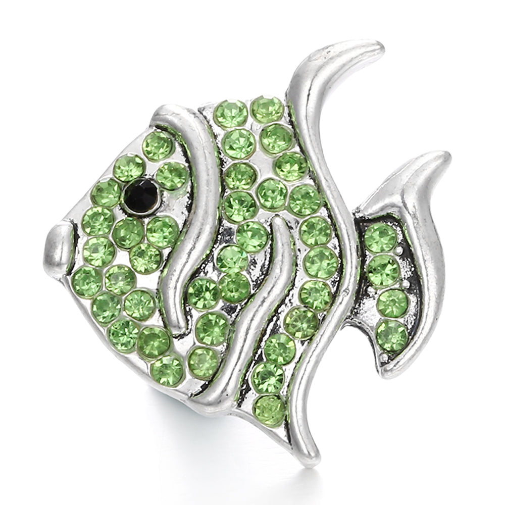 18mm Green Rhinestone Snap Charms | Nature-Inspired Interchangeable Jewelry Charms
