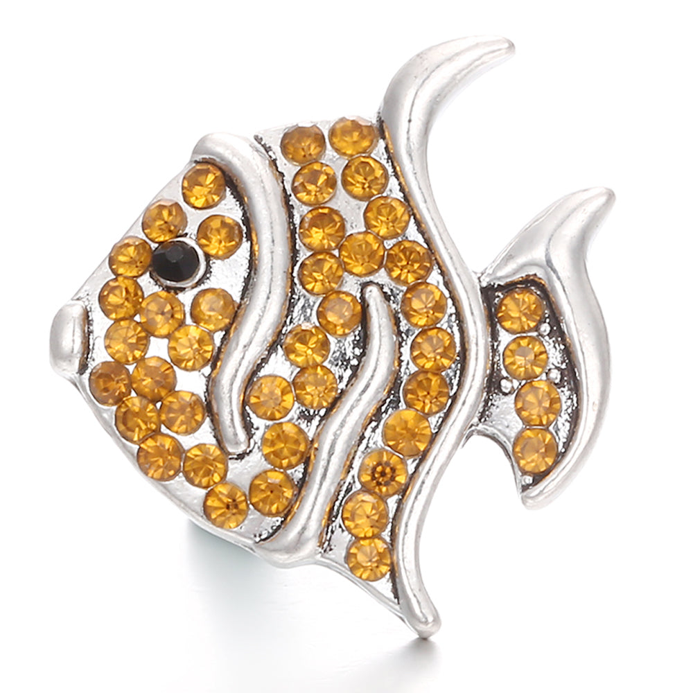 18mm Yellow Crystal Snap Charm | Interchangeable Rhinestone Charm for Bracelet & Necklace