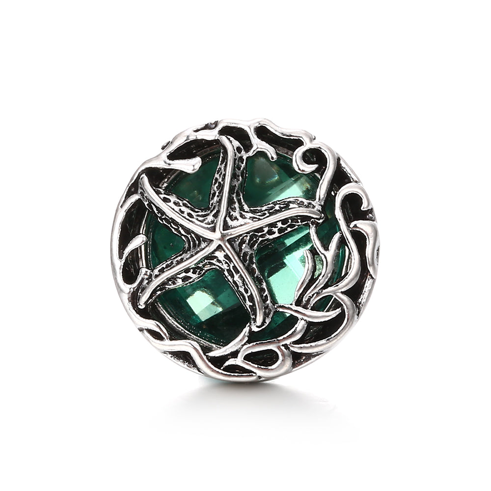 18mm Green Rhinestone Snap Charms | Nature-Inspired Interchangeable Jewelry Charms