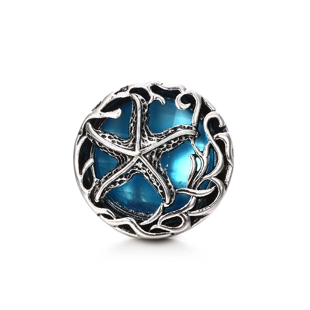 18mm Ocean Blue Snap Button Charm | Interchangeable Rhinestone Charm