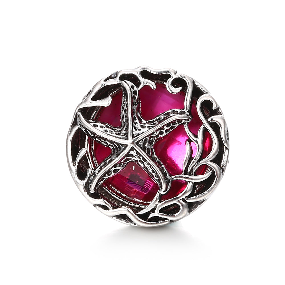 18mm Pink Rhinestone Snap Charm | Interchangeable Crystal Jewelry Charm