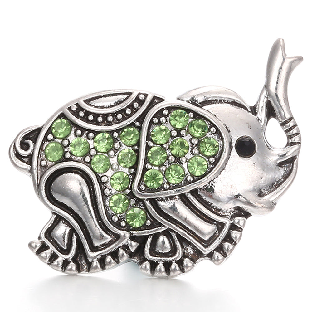 18mm Green Rhinestone Snap Charms | Nature-Inspired Interchangeable Jewelry Charms