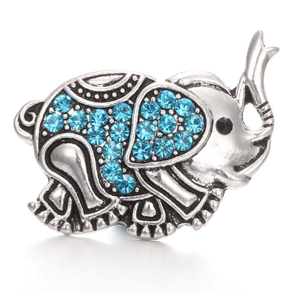 18mm Ocean Blue Snap Button Charm | Interchangeable Rhinestone Charm
