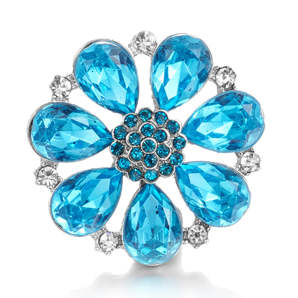 18mm Ocean Blue Snap Button Charm | Interchangeable Rhinestone Charm