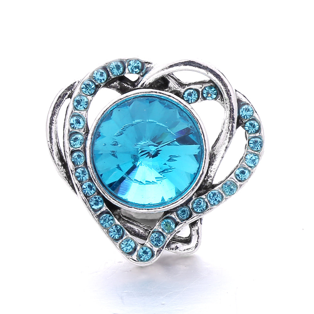 18mm Ocean Blue Snap Button Charm | Interchangeable Rhinestone Charm