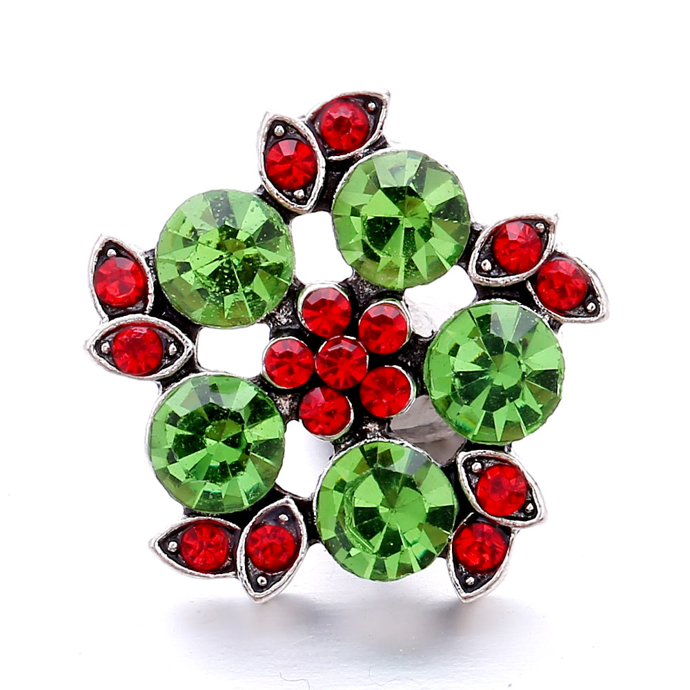 18mm Green Rhinestone Snap Charms | Nature-Inspired Interchangeable Jewelry Charms