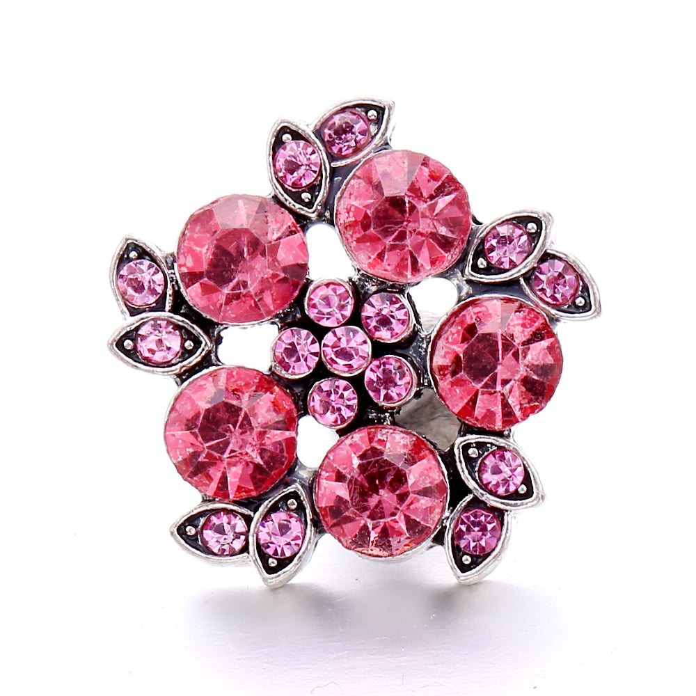 18mm Pink Rhinestone Snap Charm | Interchangeable Crystal Jewelry Charm