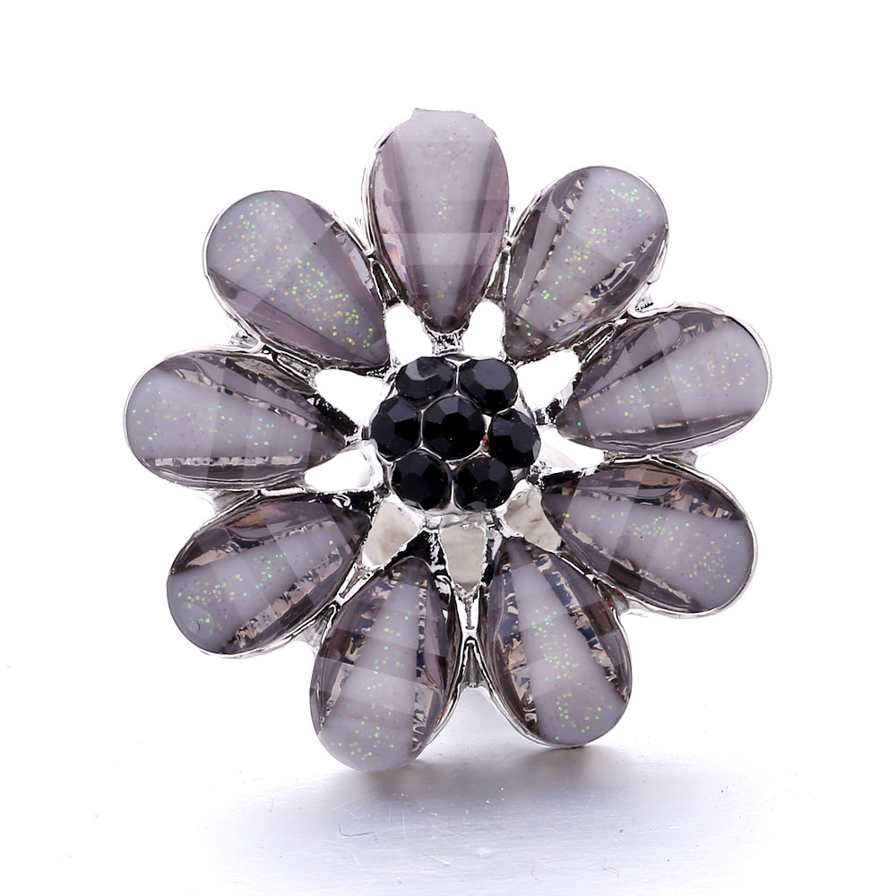 Black Rhinestone Snap Button Charms for DIY Jewelry