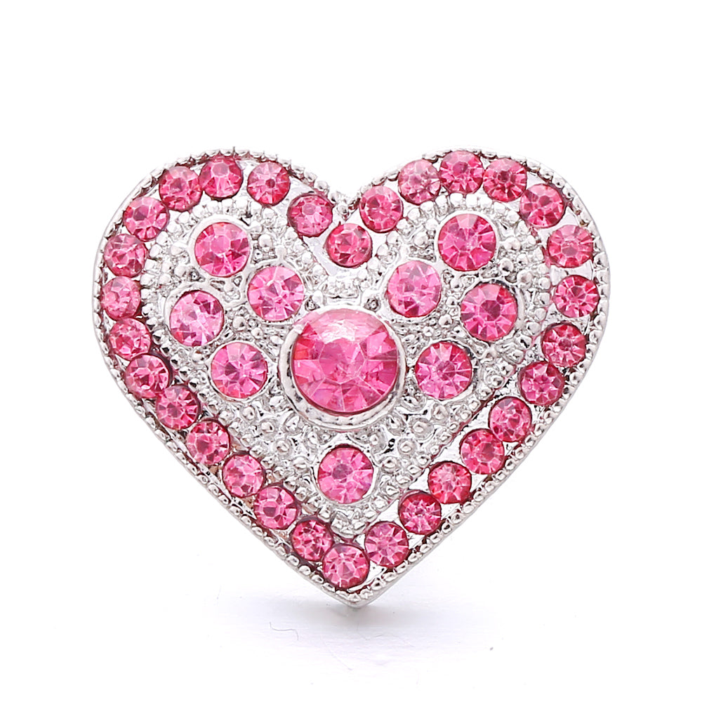 Pink Rhinestone 18mm Snap Charms | Sparkling Interchangeable Jewelry