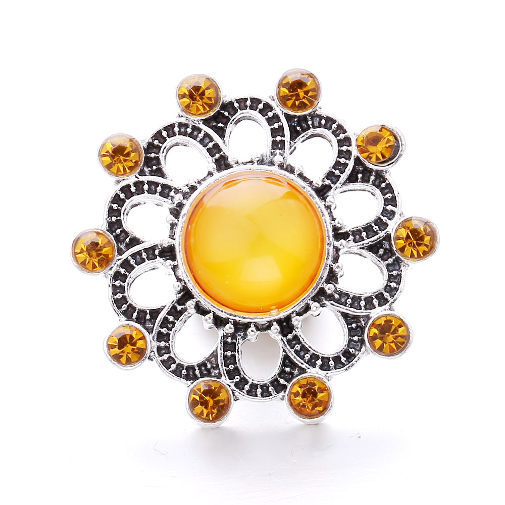 18mm Yellow Crystal Snap Charm | Interchangeable Rhinestone Charm for Bracelet & Necklace