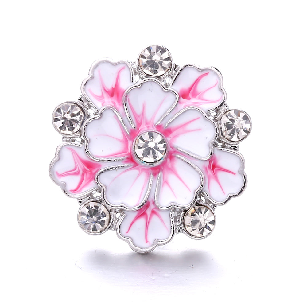 Pink Rhinestone 18mm Snap Charms | Sparkling Interchangeable Jewelry