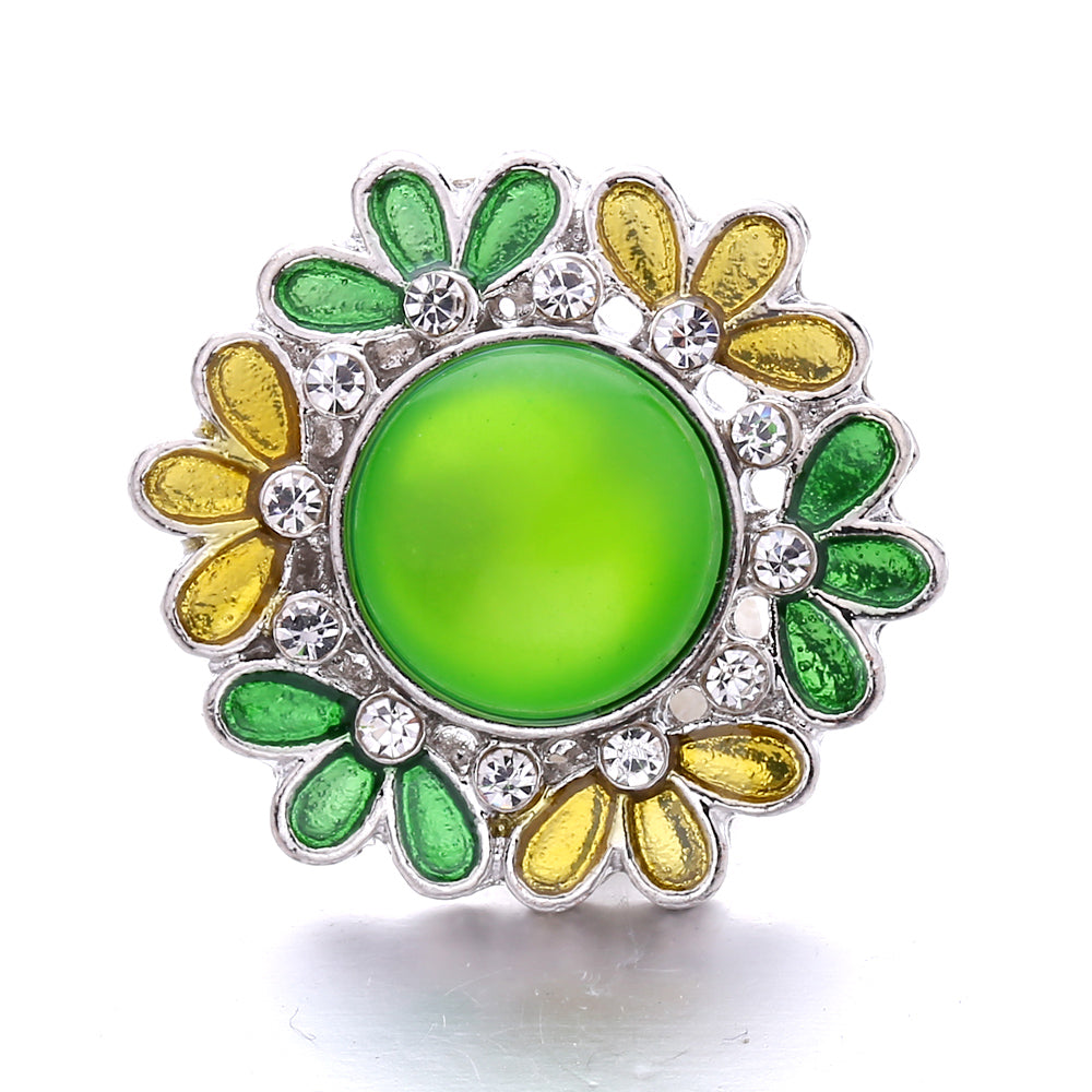 18mm Green Rhinestone Snap Charms | Nature-Inspired Interchangeable Jewelry Charms