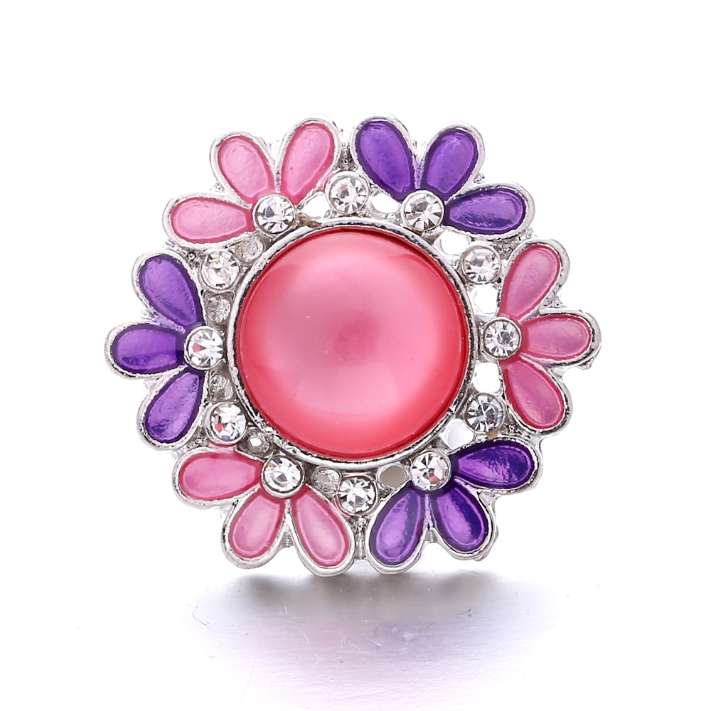 Pink Rhinestone 18mm Snap Charms | Sparkling Interchangeable Jewelry