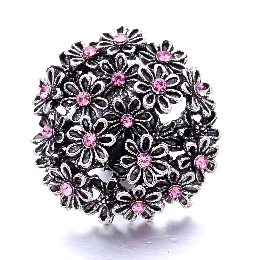 Pink Rhinestone 18mm Snap Charms | Sparkling Interchangeable Jewelry