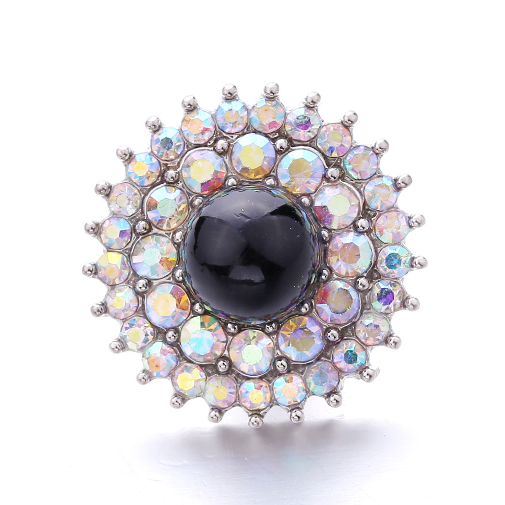 Black Rhinestone Snap Button Charms for DIY Jewelry