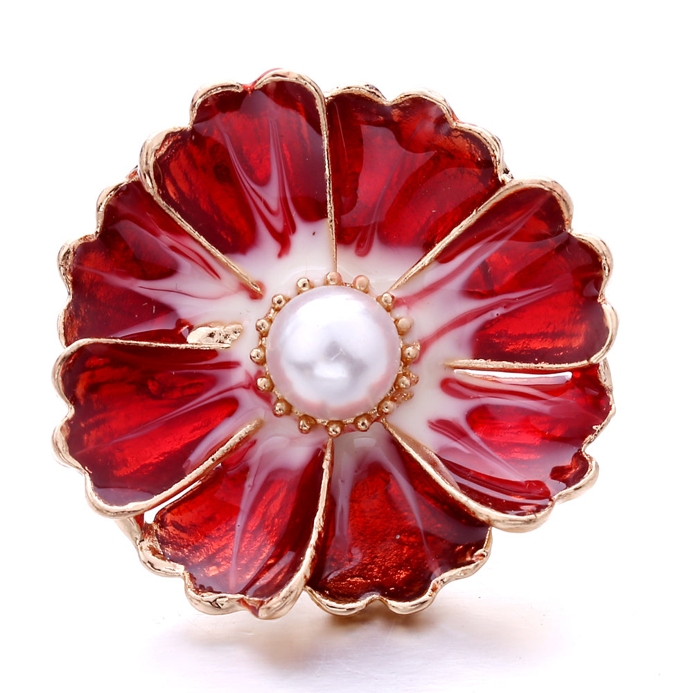 Interchangeable 18mm Pearl Snap Charms with Floral Rhinestone Designs
