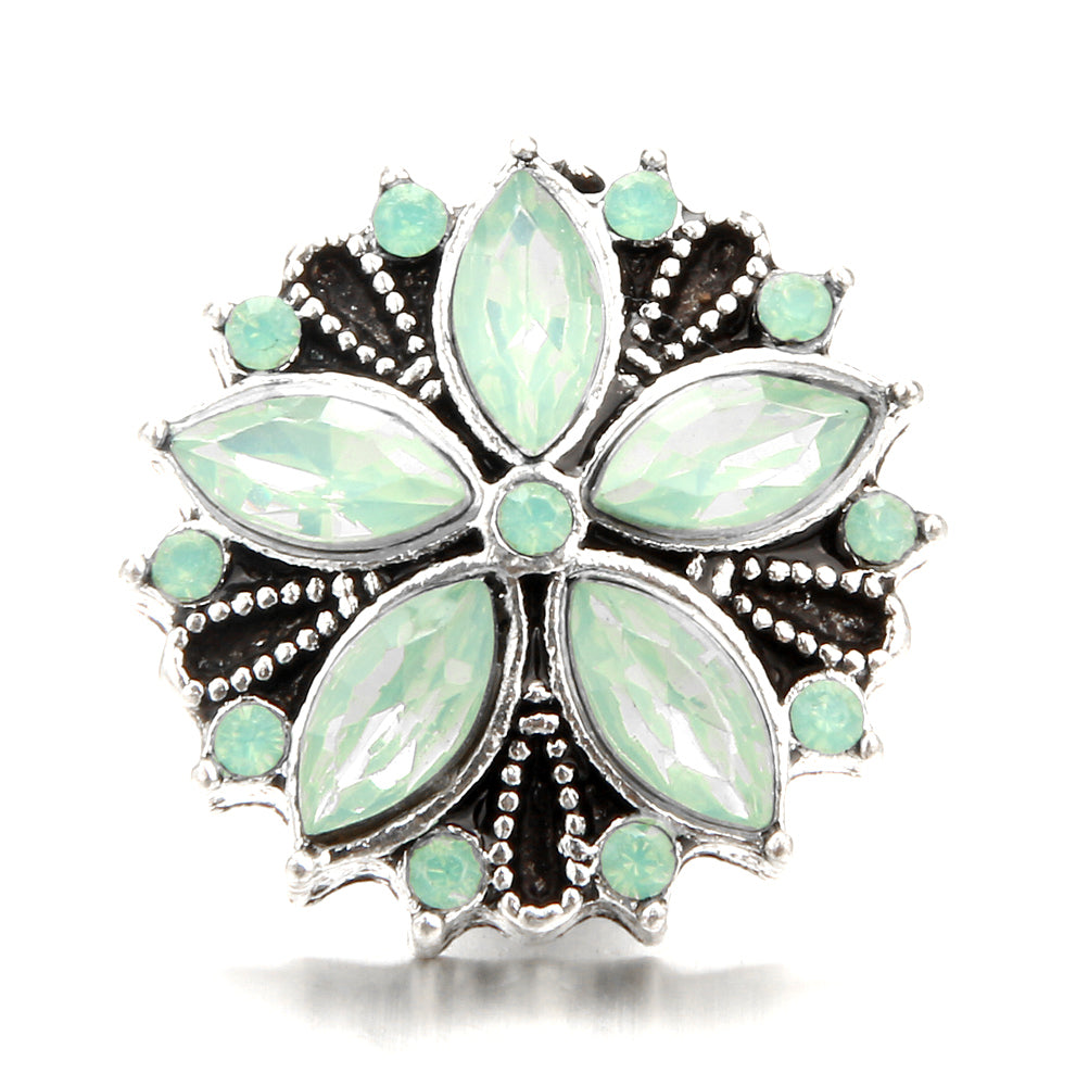 18mm Green Rhinestone Snap Charms | Nature-Inspired Interchangeable Jewelry Charms