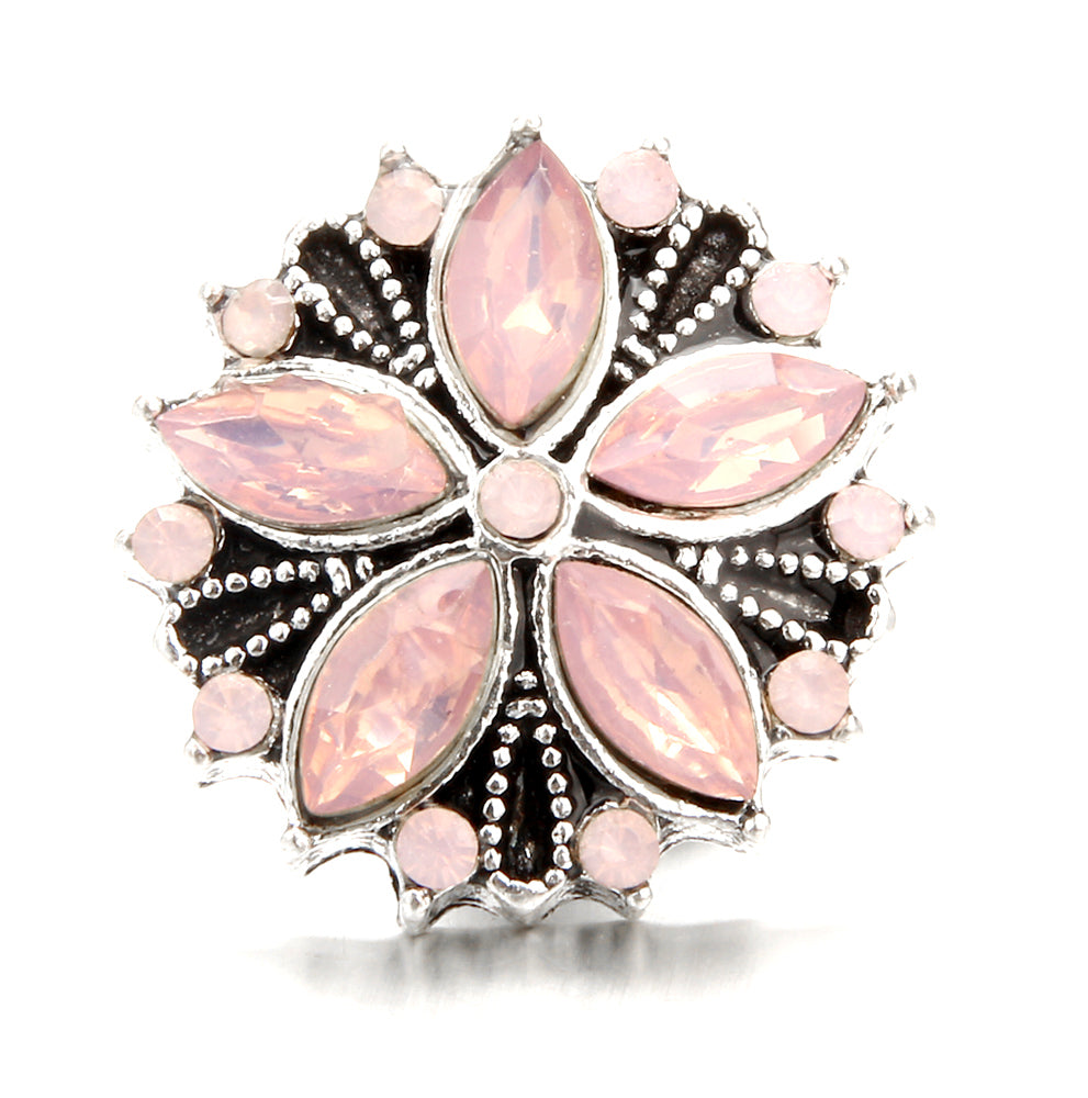 Pink Rhinestone 18mm Snap Charms | Sparkling Interchangeable Jewelry
